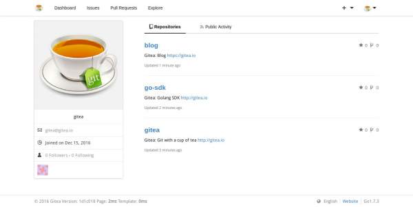 Frontal de Gitea